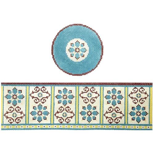 Turquoise Floral Hinged Box with Hardware