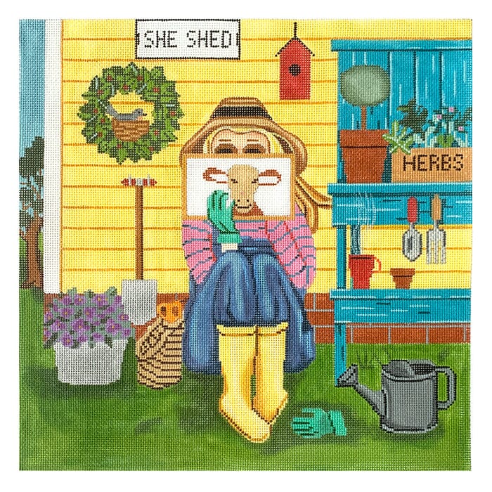 Gardening Stitching Girl