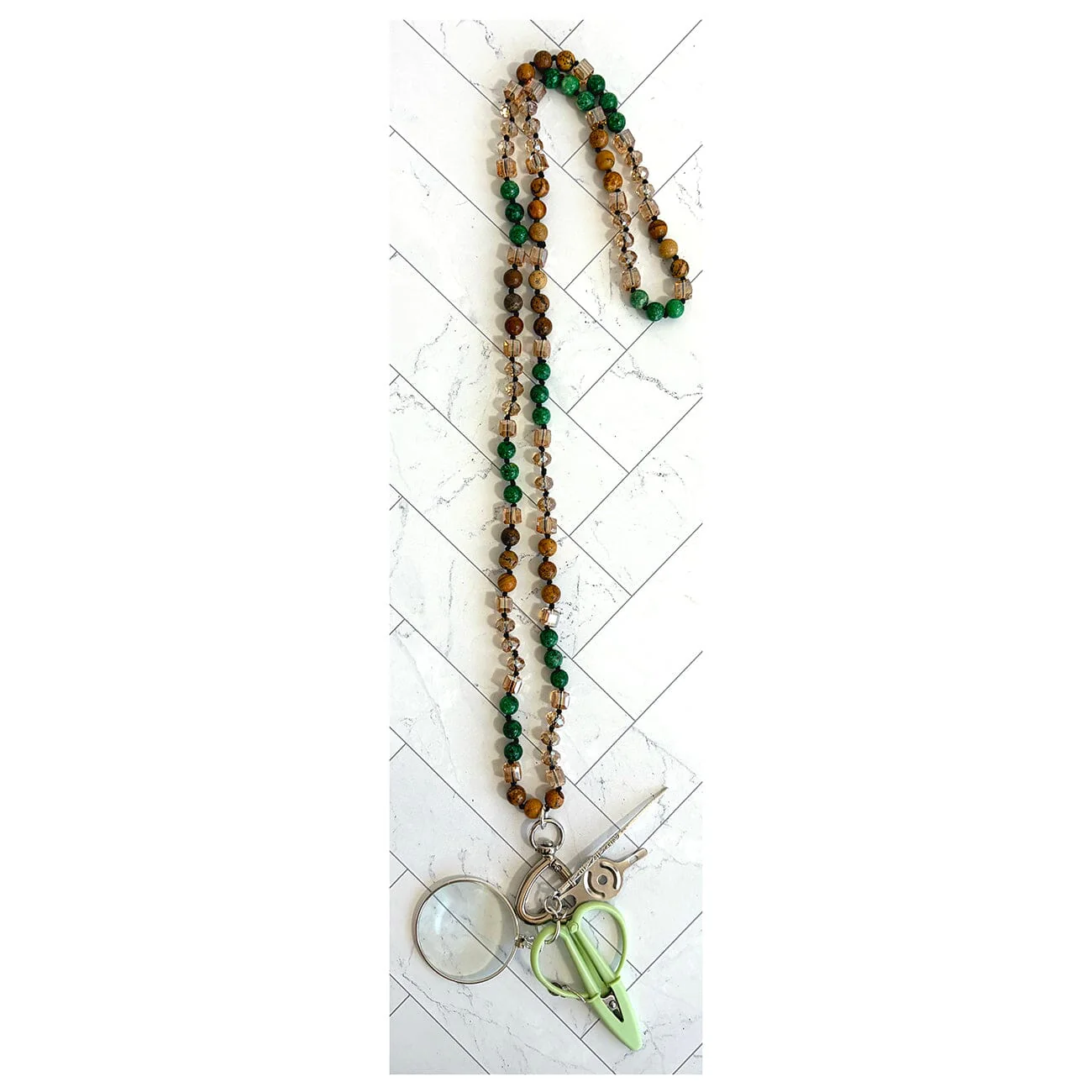 Gemstone Chatelaine Necklace - Pine Forest