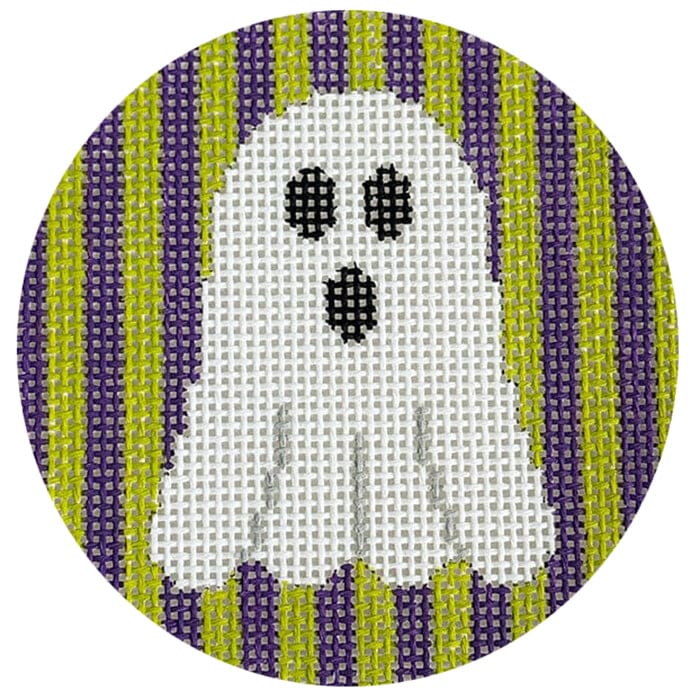 Ghost on Green & Purple Stripes Round