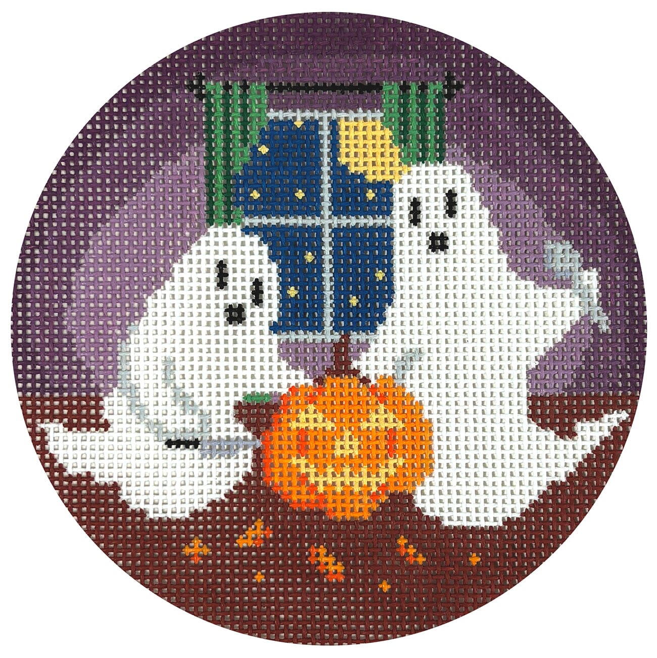 Ghosts Carving Pumpkins Round