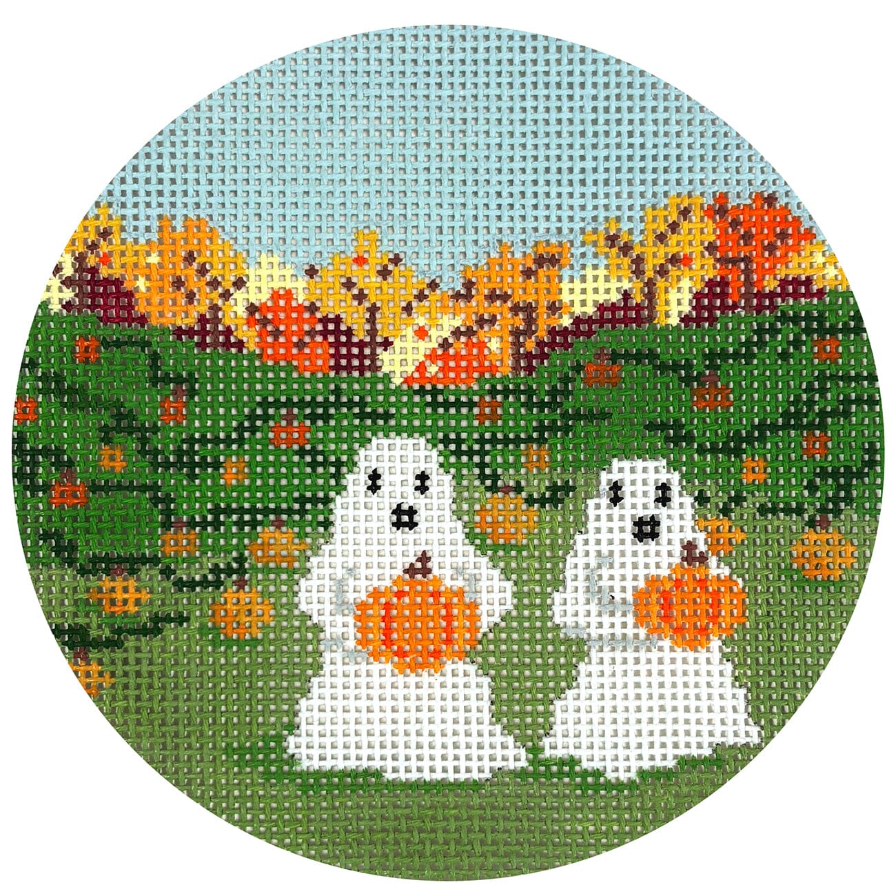 Ghosts Picking Pumpkins Round