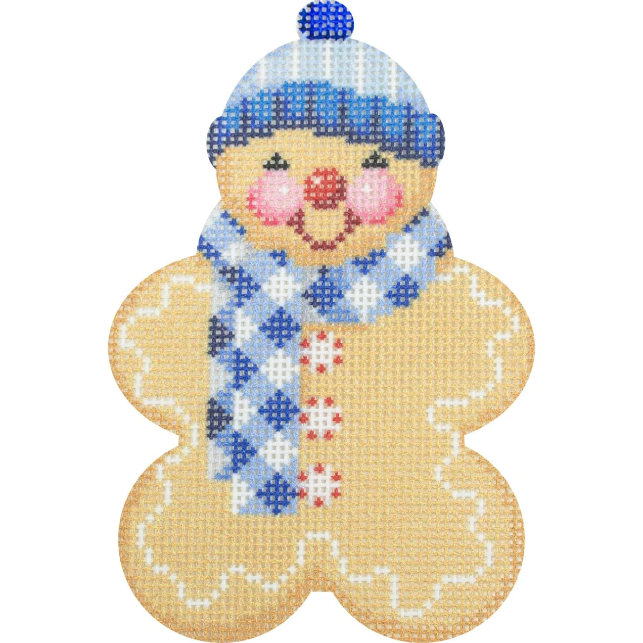 Gingerbread Friends - Blue Gingham Scarf - Image 2
