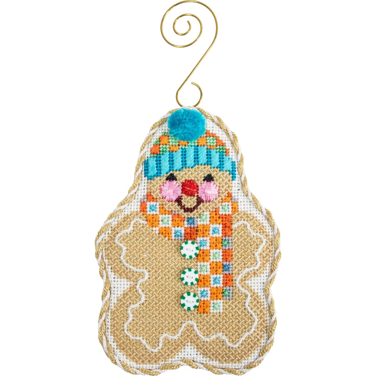 Gingerbread Friends - Orange & Aqua Check Scarf