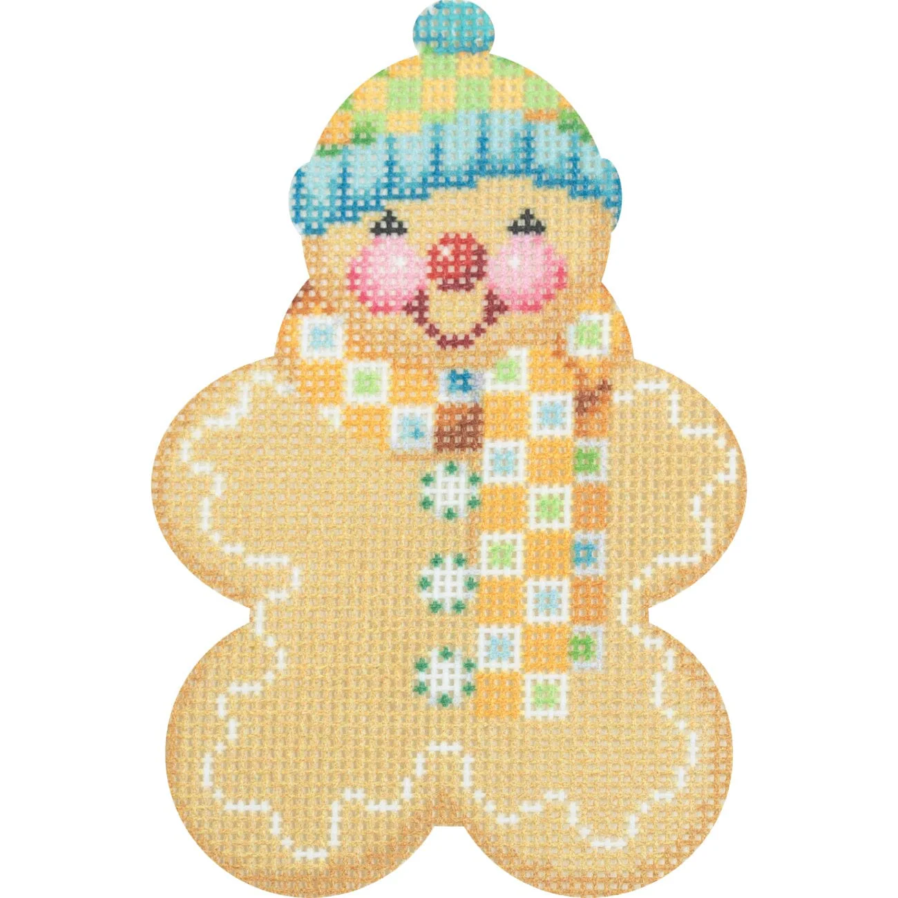 Gingerbread Friends - Orange & Aqua Check Scarf - Image 2