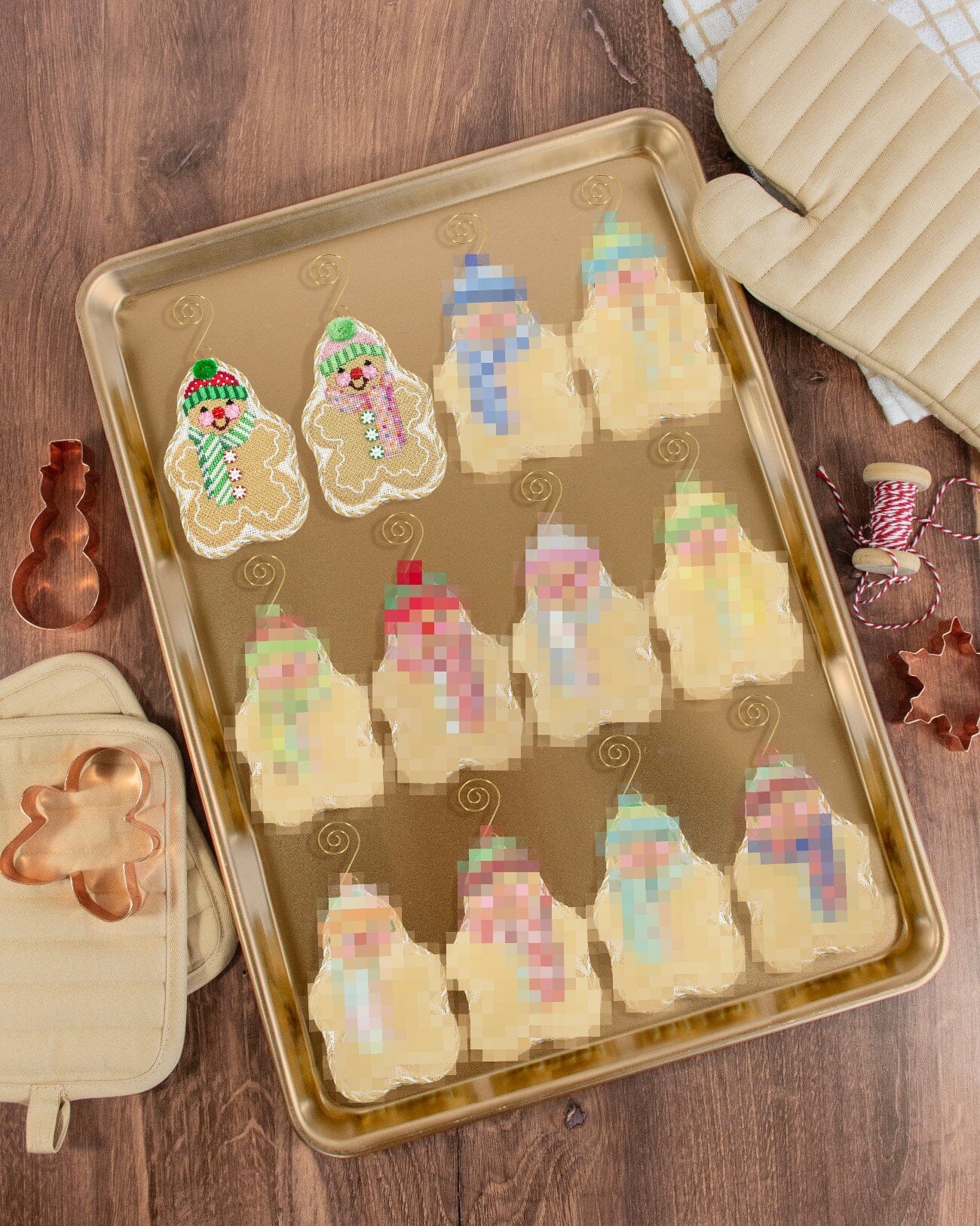 Gingerbread Friends - Pink Iced Scarf with Stitch Guide - Image 3