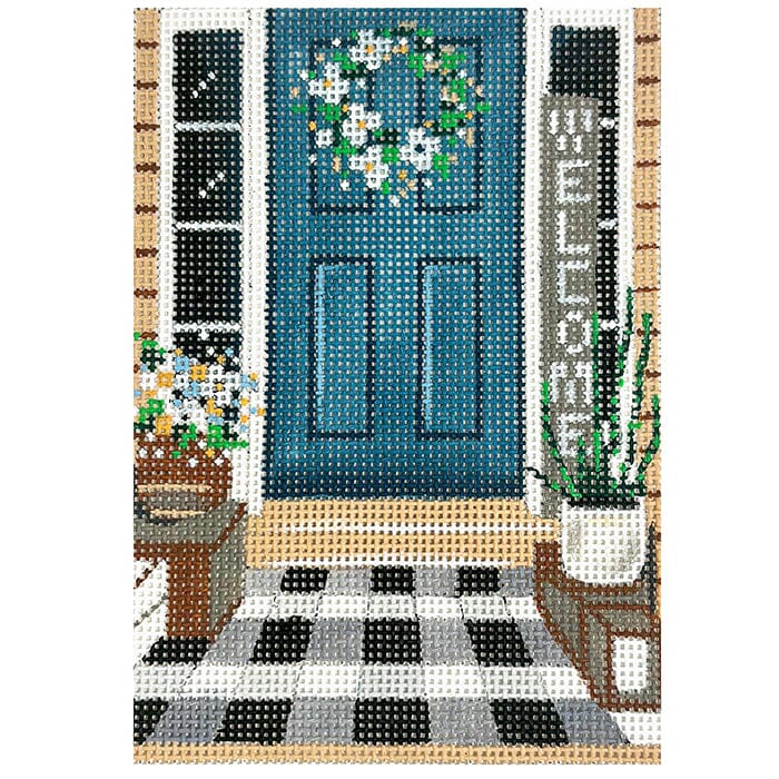 Gingham and Blue Door