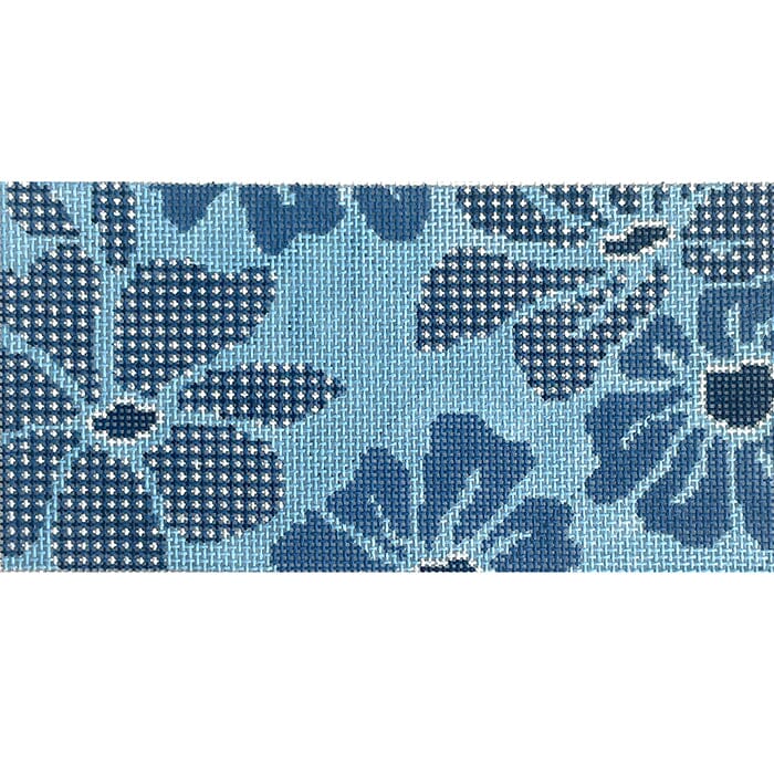 Gingham Blooms Blue 3x6