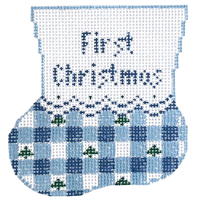 Gingham Bootie with Boy Baby Insert Mini Stocking