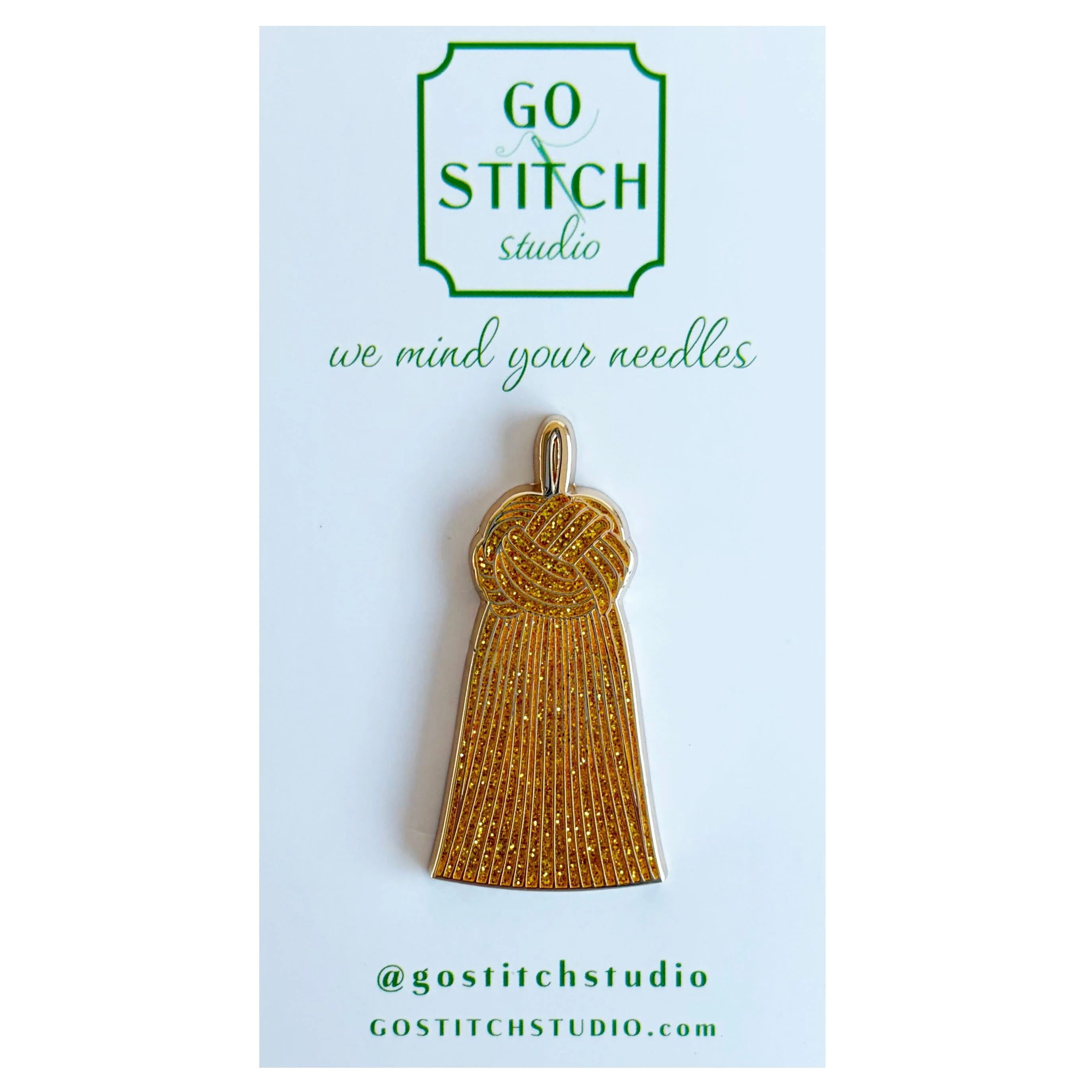 Gold Glitter French Knot Tassel Needle Minder