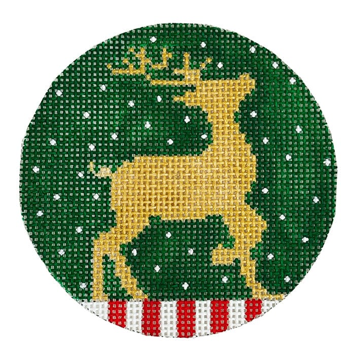 Gold Reindeer on Green