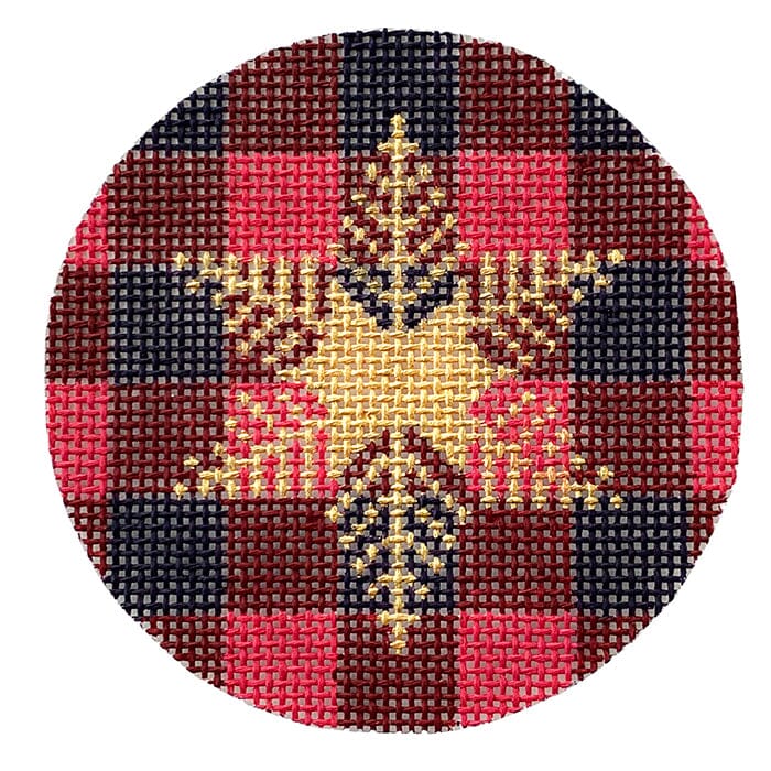 Gold Snowflake on Plaid