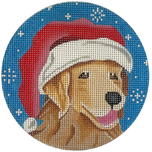 Golden Retriever Santa Round