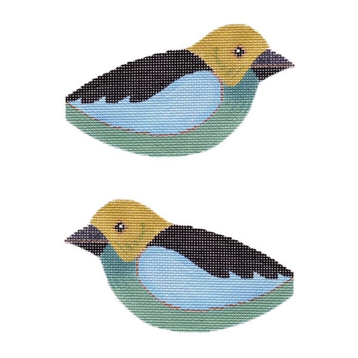 Green and Blue Bird 2-Sided Clip-On