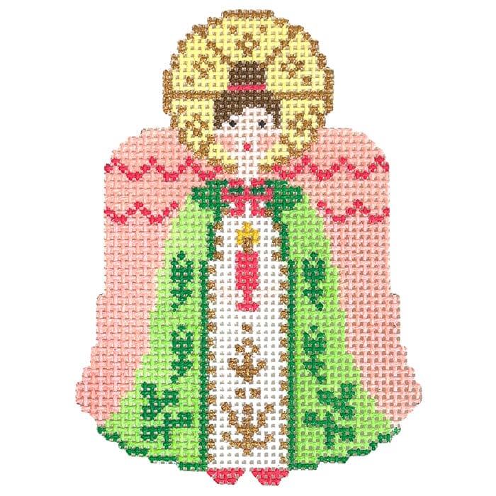 Green and Coral Angel with Halo
