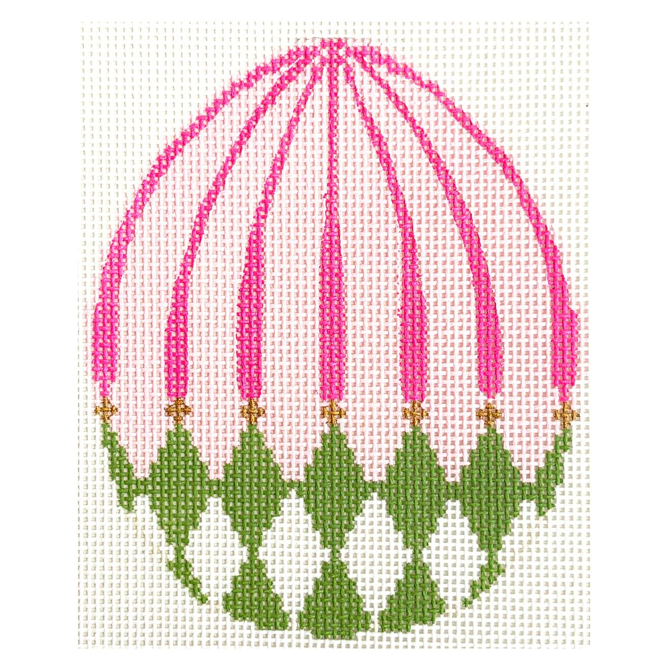 Green Harlequin Egg with Pink Stripes