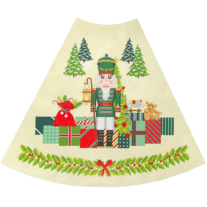 Green Nutcracker Tree Skirt Canvas