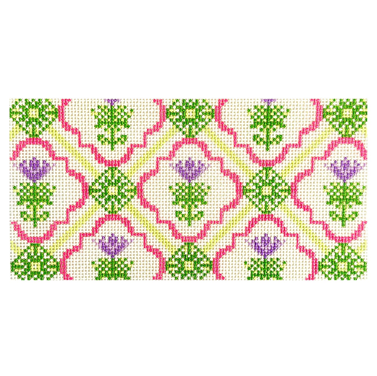 Green & Pink Floral Tile Pattern Insert 3x6