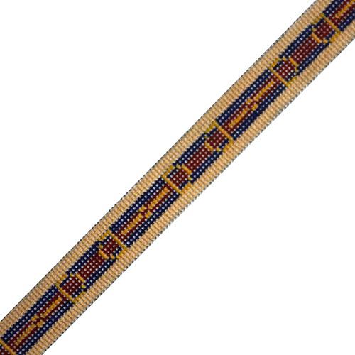 Gucci Style Stripe Belt with Bits - Khaki, Navy, Red on 14