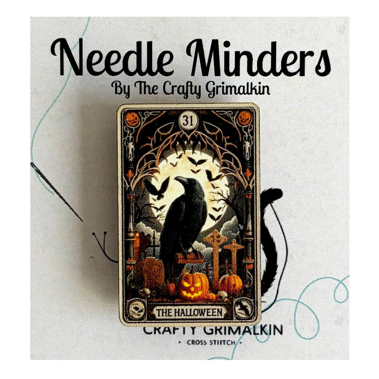Halloween Tarot Card Wooden Needle Minder