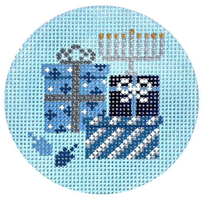 Hanukkah Presents Round Blue
