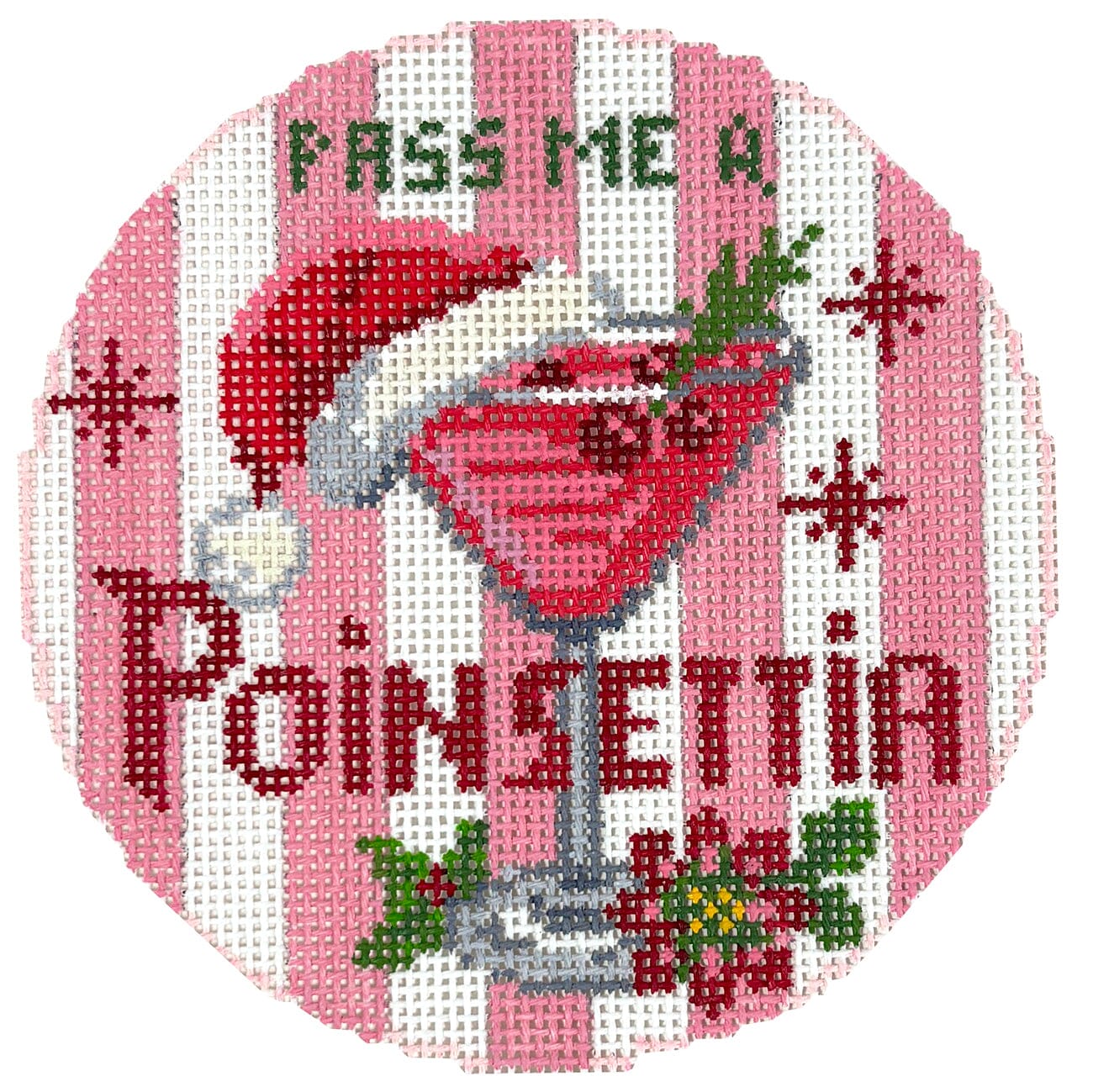 Round Happier Hour Coaster - Poinsettia