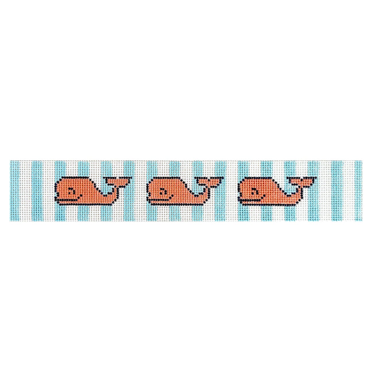 Happy Pink Whales on Blue Key Fob