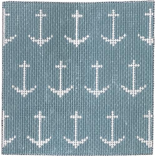 Blue and White Anchors Square