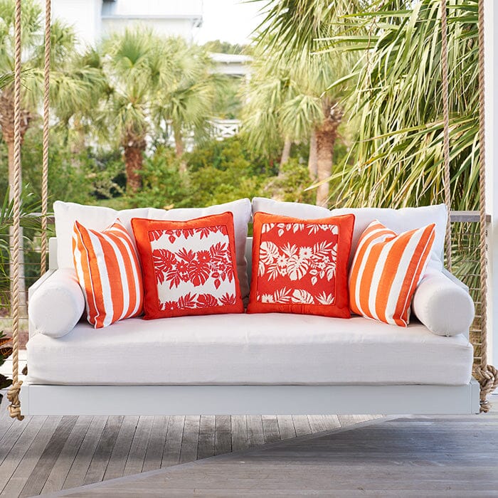 Hibiscus Pillow - Orange on White - Image 4