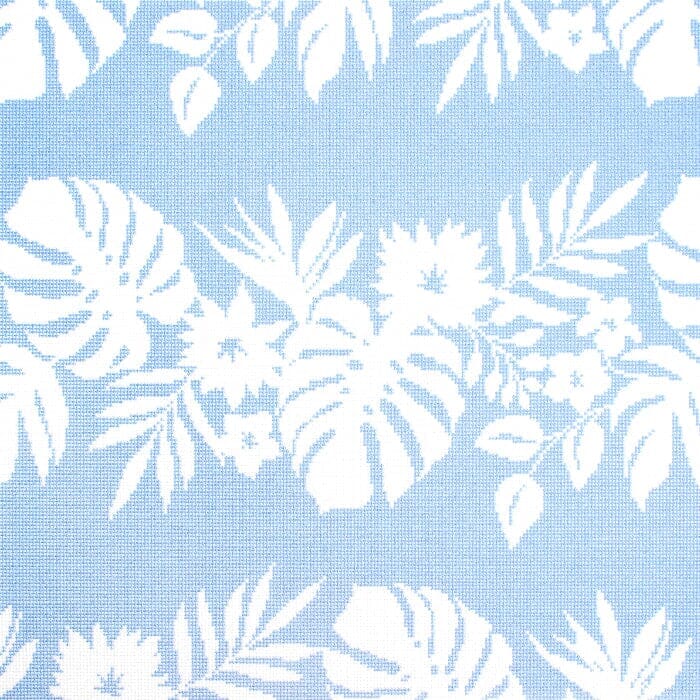 Hibiscus Pillow - White on Blue