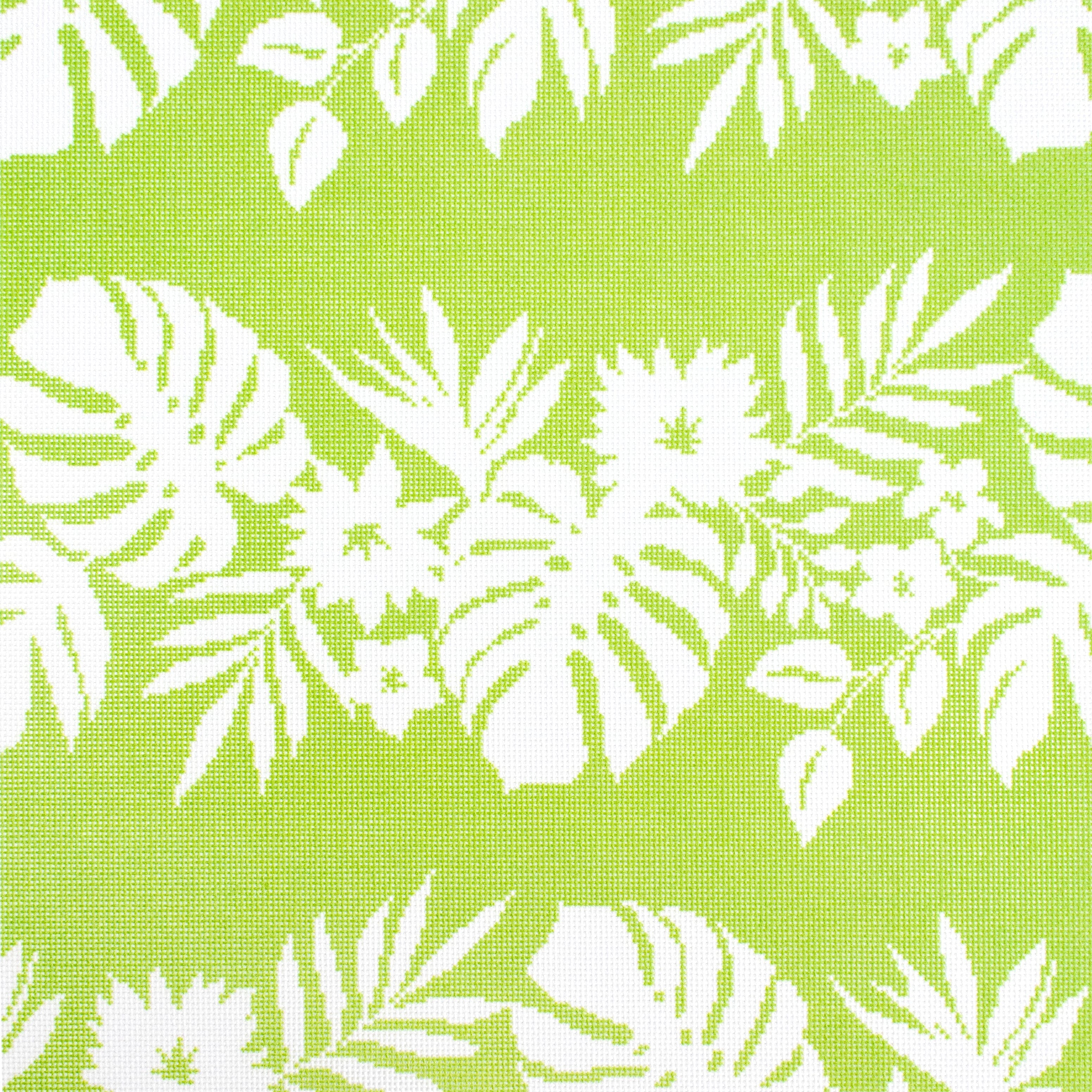 Hibiscus Pillow - White on Green
