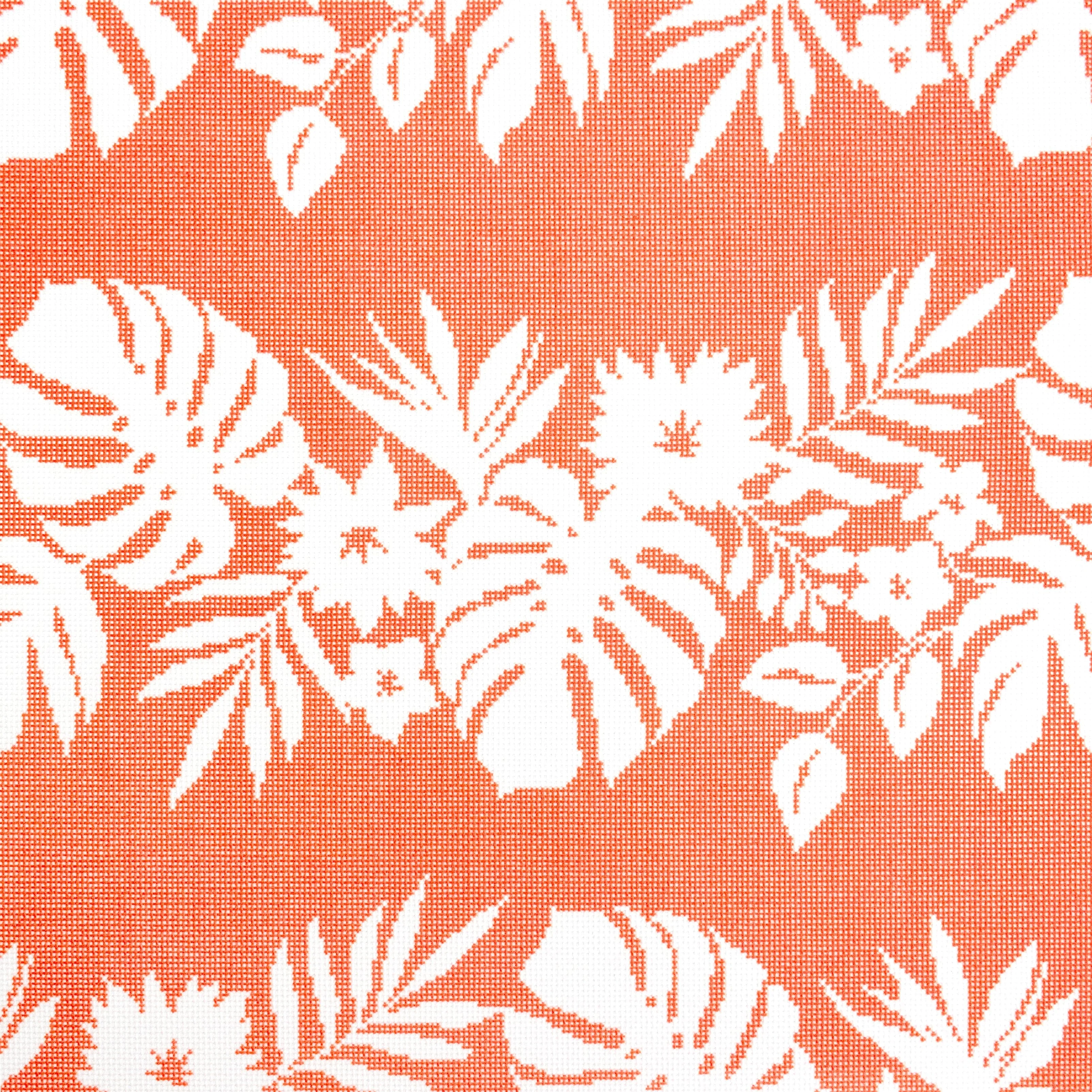 Hibiscus Pillow - White on Orange - Image 2