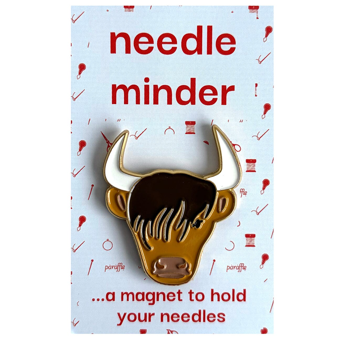 Highland Coo Enamel Needle Minder