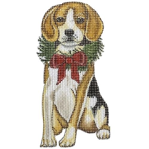 Holiday Beagle with Wreath Ornament