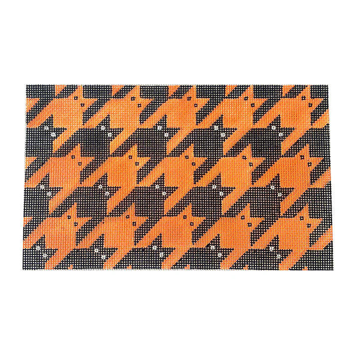 Houndstooth Kitty Wristlet - Black and Orange