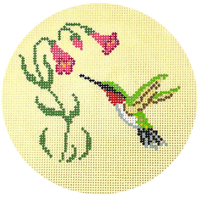 Hummingbird & Flowers Round