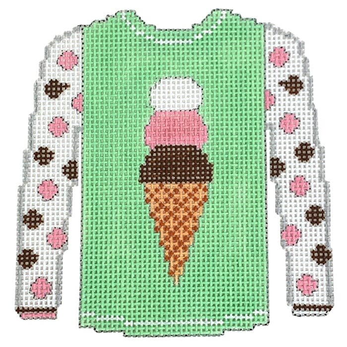 Ice Cream Cone on Pistachio Green Sweater