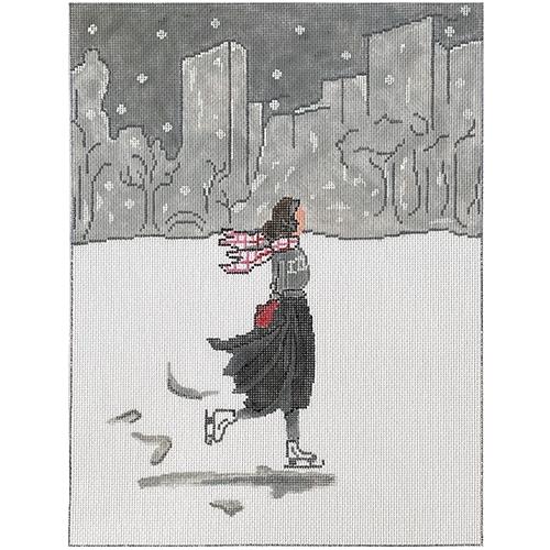 Ice Skater in Cityscape