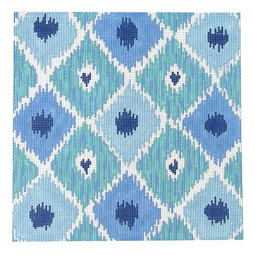 Ikat Diamonds with Hearts - Indigo Blues