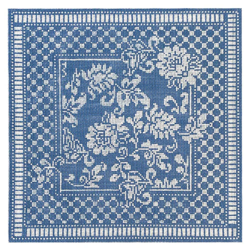 Karen's Damask Pillow - Wedgewood Blue and White on 13
