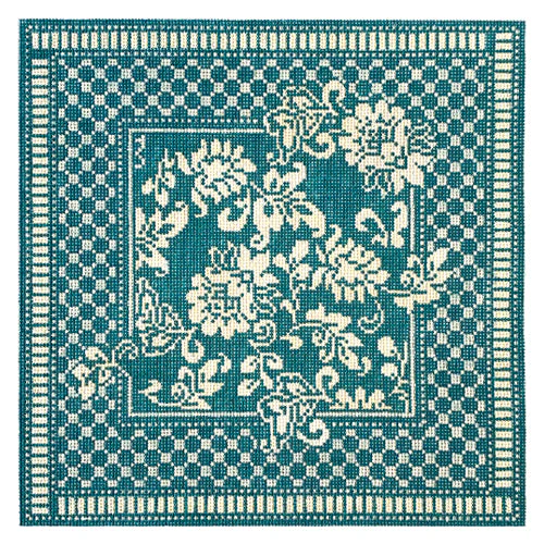 J Karen's Teal Damask Pillow 13 mesh