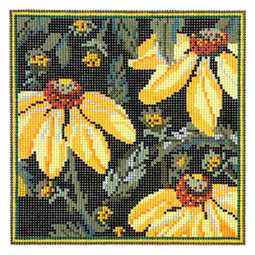 J Yellow Echinacea Eyeglass Case 13 mesh