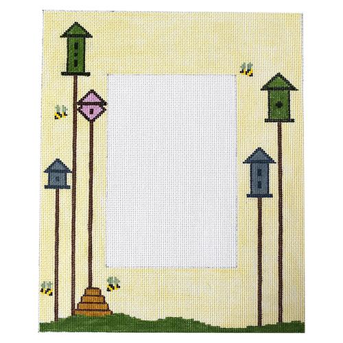 Bee Skep & 3 Bird Houses Frame