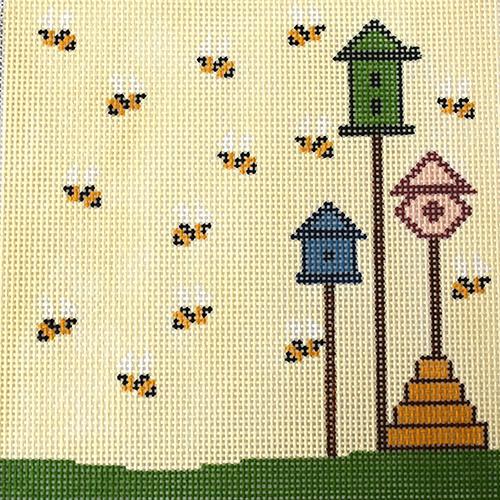 Bee Skep and Bird Houses Eyeglasses Case