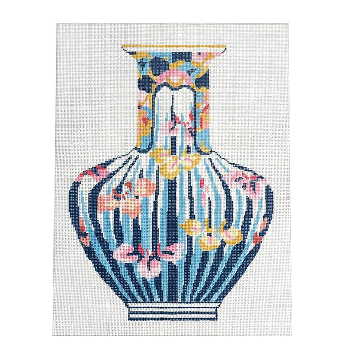 Japanese Vase #1 Blue Stripes