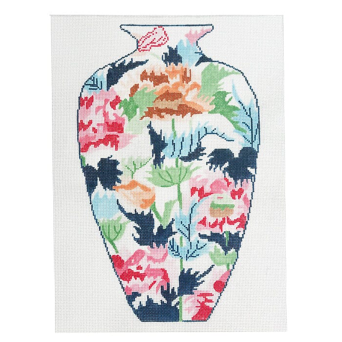 Japanese Vase #2 Pink, Blue Floral