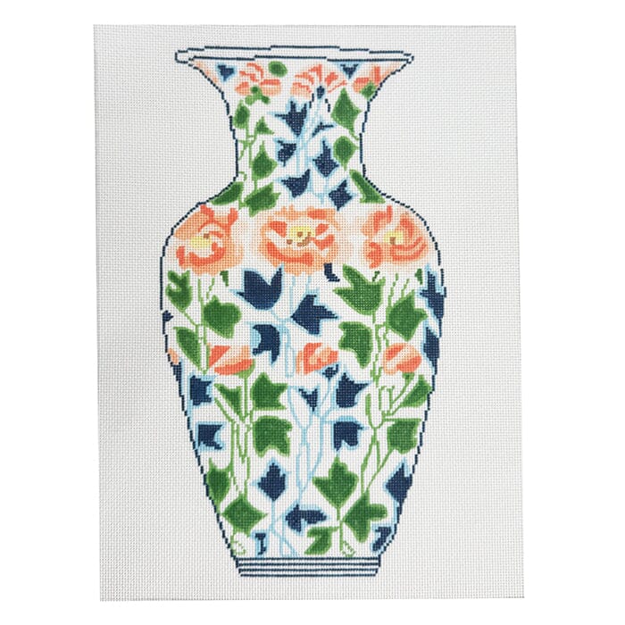 Japanese Vase #3 Peach, Blue, Green