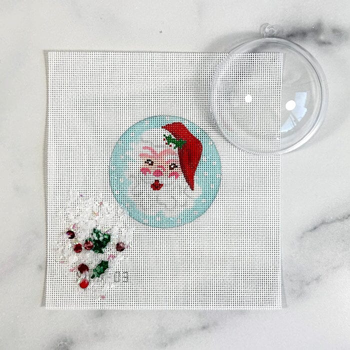 Jolly Santa Face Ornament with Clear Dome & Confetti
