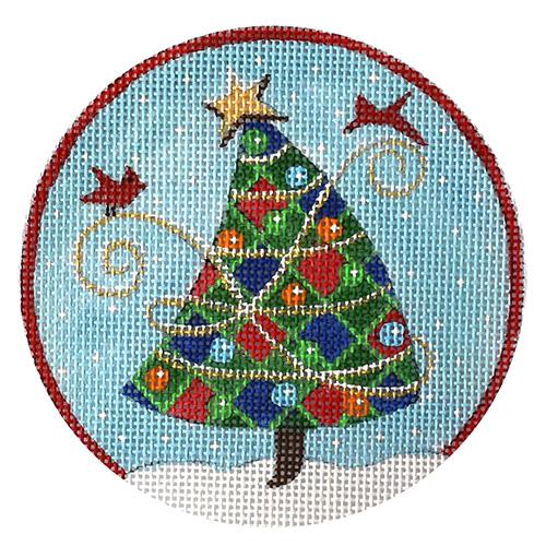 Checkerboard Tree Ornament with Red Border