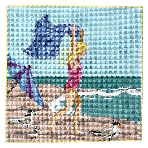 Girl with Beach Towel